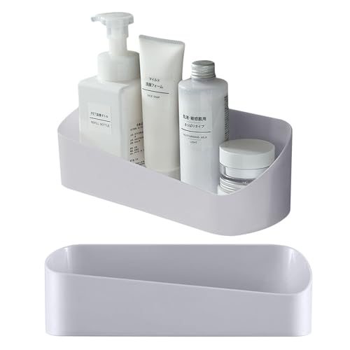 Bncxdc duschablage ohne bohren, 2PCS Kunststoff duschregal, Selbstklebende badezimmer organizer shampoo halterung für dusche, für Küche und Bad mit 2 durchsichtigen Aufklebern (grau) von Bncxdc