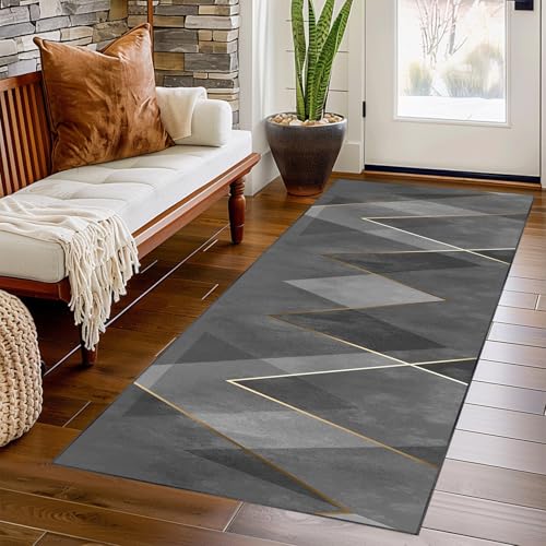 Bnehwogu Teppich Läufer Flur Lang 100 x 500 cm rutschfest Küchenläufer Flurteppich, Waschbar Küche Teppich läufer, Kurzflor Korridor Teppich Läufer für Eingang Flur Schlafzimmer Wohnzimmer von Bnehwogu