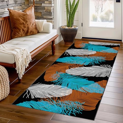 Bnehwogu Teppich Läufer Flur Lang 80 x 160 cm rutschfest Küchenläufer Flurteppich, Waschbar Küche Teppich läufer, Kurzflor Korridor Teppich Läufer für Eingang Flur Schlafzimmer Wohnzimmer von Bnehwogu