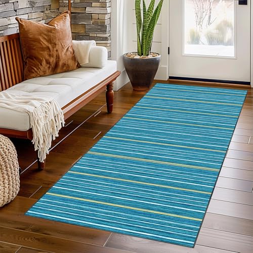 Bnehwogu Teppich Läufer Flur Lang 80 x 350 cm rutschfest Küchenläufer Flurteppich, Waschbar Küche Teppich läufer, Kurzflor Korridor Teppich Läufer für Eingang Flur Schlafzimmer Wohnzimmer von Bnehwogu