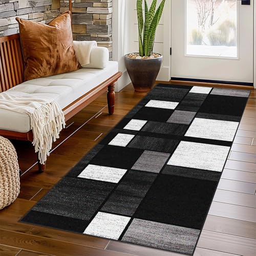 Teppich Läufer Flur Lang 100 x 250 cm rutschfest Küchenläufer Geometrische Muster Flurteppich Waschbar Küche Teppich läufer Kurzflor Korridor Teppich Läufer für Eingang Schlafzimmer Wohnzimmer von Bnehwogu