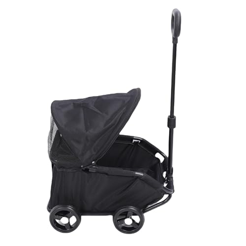 Bnineteenteam Faltbarer Haustier Kinderwagen mit Baldachin, 3 Stufenklapper 4 Rad Vielseitiger Haustierwagen, Spazierkarren für Kleine Hunde Katzen (Black) von Bnineteenteam