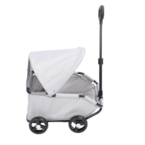 Bnineteenteam Faltbarer Haustier Kinderwagen mit Baldachin, 3 Stufenklapper 4 Rad Vielseitiger Haustierwagen, Spazierkarren für Kleine Hunde Katzen (Grey) von Bnineteenteam