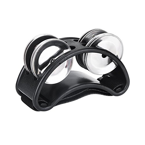Bnineteenteam Fuß Tamburin Percussion Musikinstrument Metall für Jingle Bell Zubehör, Foot Tambourine(Schwarz) Tamburin Musikinstrument von Bnineteenteam