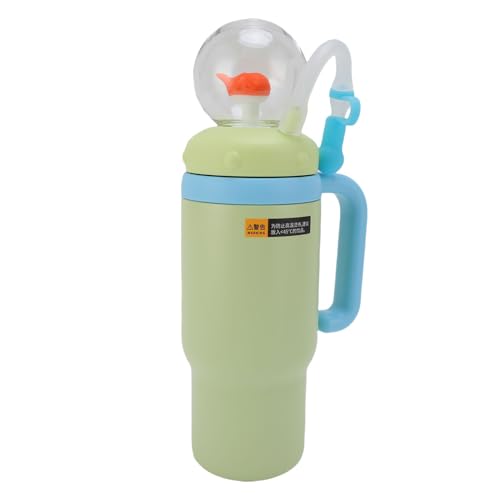Bnineteenteam Niedliche Walbrunnenkappe, Walbrunnen Edelstahl Isoliertes Wasserflasche mit Griff, Stiller Basispad 710 Ml Strohbecher für Reisen, Schule, Schule (Green) von Bnineteenteam
