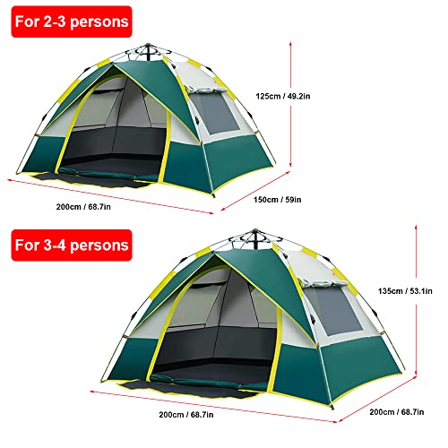 Bnineteenteam Pop-up-Zeltautomatik Camping-Zelt für 2-3 oder 3-4 Personen mit Abnehmbarer Doppelschicht 3 Atmungsaktives Netzfenster Sofort-Setup für Camping-Wanderfischerei-Picknicks Strand Tragbar Bnineteenteam Pop-up-Zeltautomatik Camping-Zelt für 2-3 oder 3-4 Personen mit Abnehmbarer Doppelschicht 3 Atmungsaktives Netzfenster Sofort-Setup für Camping-Wanderfischerei-Picknicks Strand Tragbar von Bnineteenteam