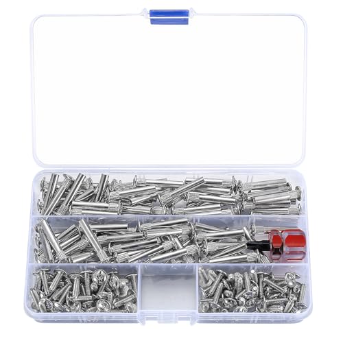 150 Stück M4 Verbindungsschrauben(75 x Möbelschrauben, 75 x Hülsenschrauben), Möbelverbinder Schrauben Schrankverbinder 31-40 mm Stahl vernickelt für Möbeln, Schränken, Schränken, Holzbrettern von Bnnrjia