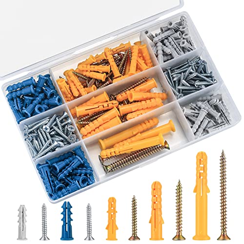 240 Stück Schrauben und Dübel Sortiment Kit, Holzschrauben Spreizdübel Set, selbstschneidende Flachkopf Gipskarton Schrauben und Dübel, Flachkopfschrauben und Gipskartondübel 240 Stück Schrauben und Dübel Sortiment Kit, Holzschrauben Spreizdübel Set, selbstschneidende Flachkopf Gipskarton Schrauben und Dübel, Flachkopfschrauben und Gipskartondübel von Bnnrjia