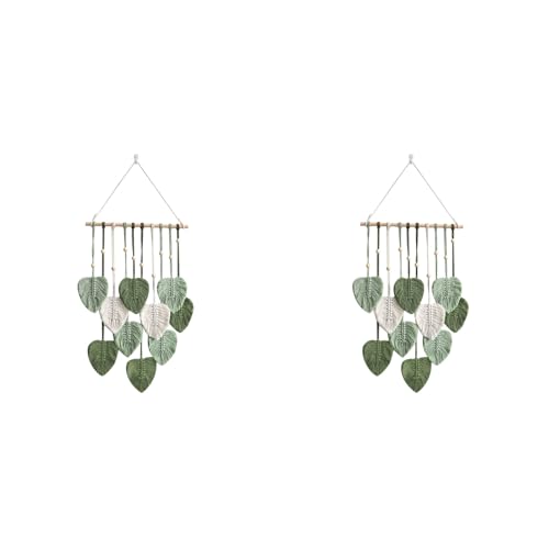 Bntaomle 2X Blatt Makramee Wandbehang Boho Room Home Decor Gewebter ÄSthetischer Wandteppich Home Room Hochzeitsdekoration GrüN Bntaomle 2X Blatt Makramee Wandbehang Boho Room Home Decor Gewebter ÄSthetischer Wandteppich Home Room Hochzeitsdekoration GrüN von Bntaomle