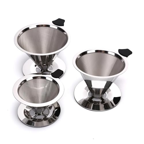 BoBoBn 2PC Stainless Steel Reusable Coffee Filter Holder Pour Over Mesh Tea Dripper Cup(143mmx100mmx90mm) von BoBoBn