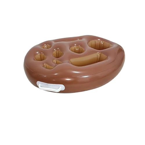Sommer Meer Eimer Getränkehalter Aufblasbarer Pool Strand Schwimmen Spielen Familienparty Schwimmer Bier Getränketablett Kühler Tisch mit Pumpe(Brown) von BoBoBn