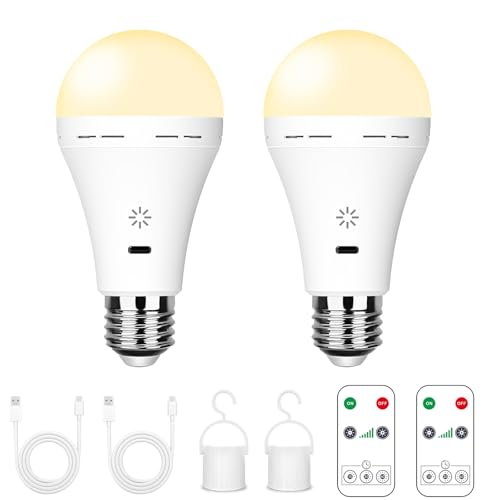 BOBOPAI USB-C Wiederaufladbare Glühbirne Mit Fernbedienung, 7W E27 Smart Akku Batterie LED Glühbirne, Touch Control Dimmbare, Mit Timing-funktion, Outdoor Camping Notlicht Mit Haken,3000k/2 pack BOBOPAI USB-C Wiederaufladbare Glühbirne Mit Fernbedienung, 7W E27 Smart Akku Batterie LED Glühbirne, Touch Control Dimmbare, Mit Timing-funktion, Outdoor Camping Notlicht Mit Haken,3000k/2 pack von BOBOPAI