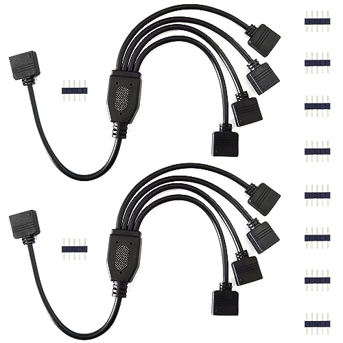 BoHong 2pcs 5 Polig LED Streifen Verteiler Kabel 1 zu 4 RGBW LED Stripe Verbinder 5 Pin LED Strip Splitter 1 to 4 Connector Stecker Eckverbinder RGBW 5050 LED Band Anschluss -30cm, Schwarz BoHong 2pcs 5 Polig LED Streifen Verteiler Kabel 1 zu 4 RGBW LED Stripe Verbinder 5 Pin LED Strip Splitter 1 to 4 Connector Stecker Eckverbinder RGBW 5050 LED Band Anschluss -30cm, Schwarz von BoHong