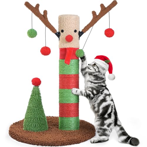 BOLUO Weihnachten Kratzbaum Hirsch Katzenbäume für Erwachsene Katzen Kratzbaum Niedliches Spielzeug Kätzchen Kitty Sisal Kratzbaum mit Teaser Ball Indoor 63,5 cm BOLUO Weihnachten Kratzbaum Hirsch Katzenbäume für Erwachsene Katzen Kratzbaum Niedliches Spielzeug Kätzchen Kitty Sisal Kratzbaum mit Teaser Ball Indoor 63,5 cm von BoLuo