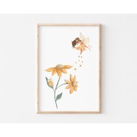 Fee Poster Kinderzimmer | Fairy Wandbild Blumen Aquarell Deko Babyzimmer Mädchen Skandi Geschenk Geburt Fee Poster Kinderzimmer | Fairy Wandbild Blumen Aquarell Deko Babyzimmer Mädchen Skandi Geschenk Geburt von BoNuDesign