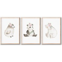 Kinderzimmer Poster 3Er Set Eisbär Pinguin Panda Aquarell, Wandbilder Baby Kunstdruck Nursery Art Mädchen Junge Kinder Tierposter A4, A3 Kinderzimmer Poster 3Er Set Eisbär Pinguin Panda Aquarell, Wandbilder Baby Kunstdruck Nursery Art Mädchen Junge Kinder Tierposter A4, A3 von BoNuDesign