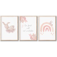 Kinderzimmer Poster 3Er Set Hase Regenbogen Pastel, Wandbilder Babyzimmer Kunstdruck Nursery Art Mädchen Junge Kinder Tierposter A4, A3 Kinderzimmer Poster 3Er Set Hase Regenbogen Pastel, Wandbilder Babyzimmer Kunstdruck Nursery Art Mädchen Junge Kinder Tierposter A4, A3 von BoNuDesign