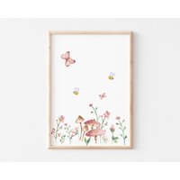 Kinderzimmer Poster Blumenwiese Bienen Schmetterling, Wandbilder Babyzimmer Kunstdruck Nursery Art Mädchen Junge Kinder Tierposter A4, A3 Kinderzimmer Poster Blumenwiese Bienen Schmetterling, Wandbilder Babyzimmer Kunstdruck Nursery Art Mädchen Junge Kinder Tierposter A4, A3 von BoNuDesign
