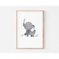 Kinderzimmer Poster Elefant Auf Der Wiese, Wandbilder Wanddeko Babyzimmer Kunstdruck Nursery Art Mädchen Junge Kinder Tierposter A4, A3 Kinderzimmer Poster Elefant Auf Der Wiese, Wandbilder Wanddeko Babyzimmer Kunstdruck Nursery Art Mädchen Junge Kinder Tierposter A4, A3 von BoNuDesign
