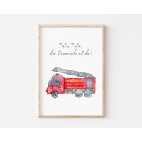 Kinderzimmer Poster Feuerwehr Mit Spruch Tatütata, Wandbilder Wanddeko Babyzimmer Kunstdruck Nursery Art Mädchen Junge Kinder A4, A3 Kinderzimmer Poster Feuerwehr Mit Spruch Tatütata, Wandbilder Wanddeko Babyzimmer Kunstdruck Nursery Art Mädchen Junge Kinder A4, A3 von BoNuDesign