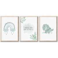 Kinderzimmer Wandbild Dinosaurier Poster Set | 3Er Dino Wandbilder Babyzimmer Junge Und Mädchen Geschenk Geburt A4, A3 Kinderzimmer Wandbild Dinosaurier Poster Set | 3Er Dino Wandbilder Babyzimmer Junge Und Mädchen Geschenk Geburt A4, A3 von BoNuDesign