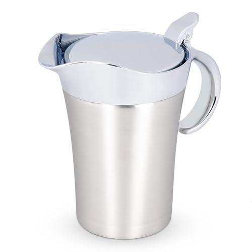 Sauciere Mit Deckel, 750Ml / 26,3 Oz Edelstahl-Soßenschiffchen, Doppelwandige Isolierte Thermosoße Mit Deckel, Soßentopf Servierkrug für Soße, Vanillepudding, Sahne, Milch von Boaby