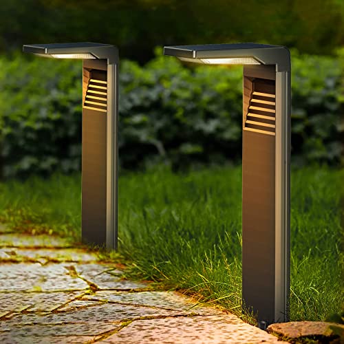 Boadw LED Solar Lampen Außen Garten Wegeleuchten Warmweiß Wetterfest mit 2 Modi Hell Solar Wegbeleuchtung IP64 Wasserdicht für Außen, Hinterhof, Garten, Rasen Beleuchtung 2 Stück von Boadw