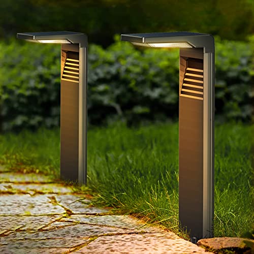 Boadw LED Solarlampen für Außen Solarleuchten mit 2 Modi Hell, Warmweiß Solar Wegbeleuchtung IP64 Wasserdicht für Außen, Hinterhöfe, Gärten, Rasen Beleuchtung 2 Stück von Boadw