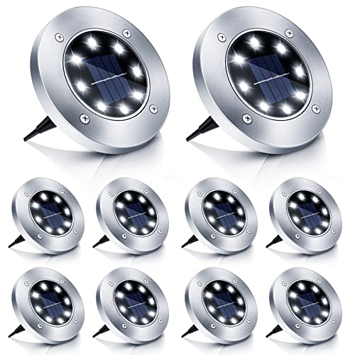 Boadw Solar Bodenleuchten, 10 Stück LED Solar Gartenleuchte IP65 Solarleuchte Gartenleuchte Wasserdicht Kaltweiß von Boadw