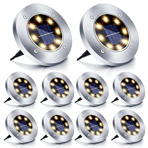 Boadw Solar Bodenleuchten, 10 Stück LED Solar Gartenleuchte IP65 Solarleuchte Gartenleuchte Wasserdicht Warmweiß [Energieklasse A+] [Energieklasse A++] von Boadw