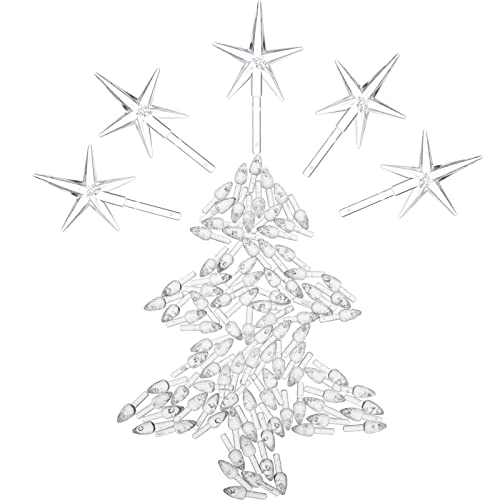 100 Stück Kunststoff Weihnachtsbaum Birnen und 5 Sterne Ersatz Baumbirnen für Keramik Christbaumschmuck (4,7 mm Durchmesser, transparent) von Boao