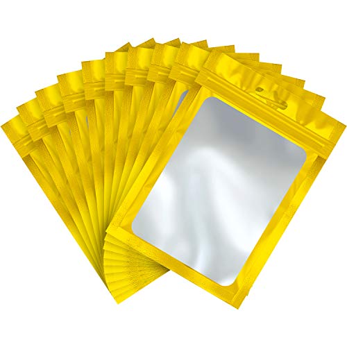 100 Stück wiederverschließbare Mylar-Lebensmittel-Aufbewahrungsbeutel mit transparentem Fenster, Kaffeebohnen, Verpackungsbeutel für Lebensmittel, Aufbewahrungszubehör (gelb, 12.9 x 20.9 cm) von Boao