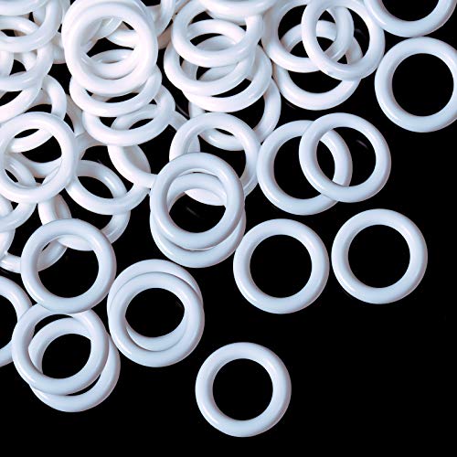 Boao 100 Stücke Weiß Römische Raffrollo Vorhang Ringe，16 mm Außen Durchmesser, 10 mm Innen Durchmesser,Raffrollo Zubehör Kunststoffringe Plastikringe von Boao