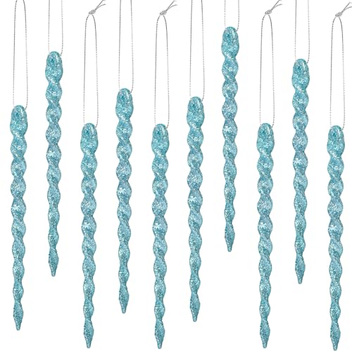 Boao 30 Stück Kunststoff-Eiszapfen gedrehter Kunststoff-Eiszapfen Weihnachtsschmuck Eiszapfen Dekoration Weihnachtsbaum und Urlaub Xmas Party Hochzeit hängend (hellblau, 20 cm) von Boao