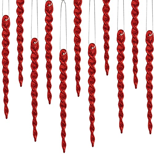 30 Stücke Kunststoff Eiszapfen Verdrehte Kunststoff Eiszapfen Weihnachten Ornament Eiszapfen Dekoration Weihnachtsbaum Ferien Weihnachten Party Hochzeit Hängend (Rot, 7,8 Zoll) von Boao