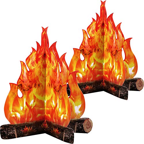 Boao Kunstfeuer Künstliche Flamme Camping Dekoration 3D Karton Lagerfeuer Herzstück Künstliche Flammen Lagerfeuer Party Dekoration für Klassenzimmer Camp Junggesellenabschied Partyzubehör von Boao