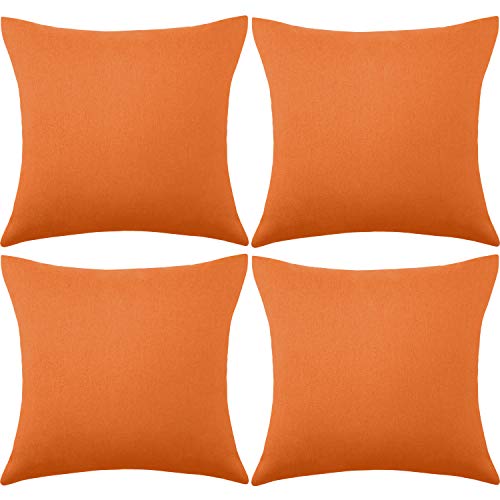 4 Packungen Dekorative Outdoor Terrasse Balkon wasserdichte Kissenbezüge, Quadratische Garten Kissenhülle, PU Beschichtung Kissenbezug für Couch, Bett, Sofa und Zelt,18 x 18 Zoll (Orange) von Boao