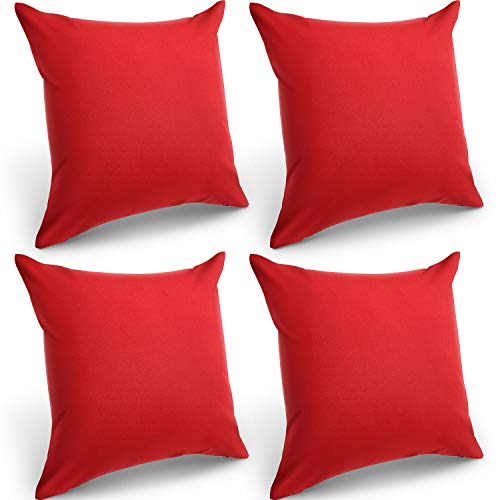 4 Packungen Outdoor Dekorative wasserdichte Kissenbezüge, Quadratische Terrasse Balkon Garten wasserdichte Kissenhülle, PU Beschichtung Kissenbezug für Couch, Bett, 18 x 18 Zoll (Rot) von Boao