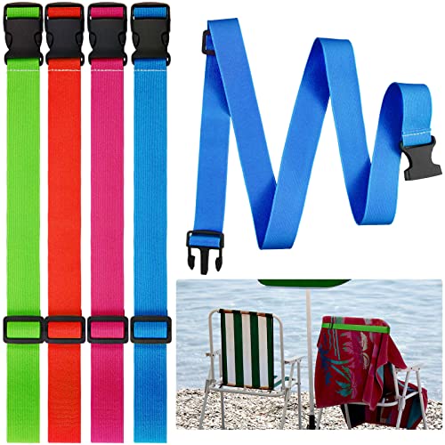 4 Stück Handtuchbänder für Strandkörbe, verstellbare Strandtuchbänder, Strandtuchhalter, elastische Stuhl-Clips, Handtuchhalter für Strand, Pool, Kreuzfahrt, Karneval, Schiff, Essentials, 4 Farben von Boao