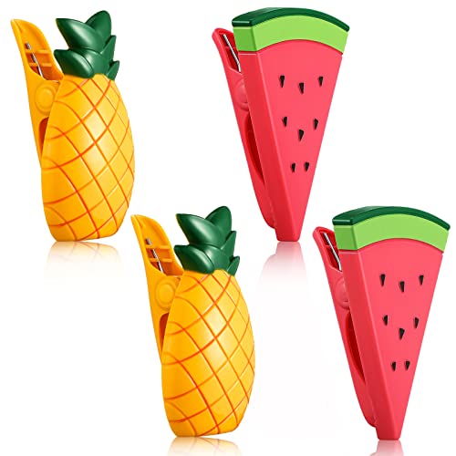 4 Stück Strandtuch-Clips, Stuhlhalter, tragbare Handtuchhalter für Urlaub, Pool, Ananas und Wassermelonen-Stil von Boao