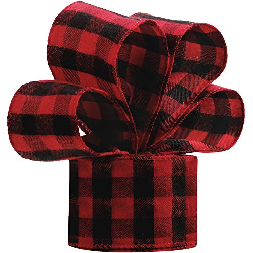 6,3 cm Weihnachten Plaid Sackleinen Band Gingham Wickelband mit Spule für Weihnachten Dekoration Geschenkverpackung Party Dekoration von Boao