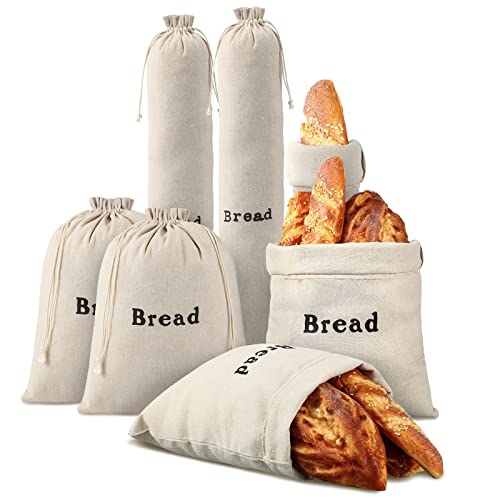 6 Stück Leinen-Brotbeutel, wiederverwendbare Brotbeutel für hausgemachtes Brot, großer Kordelzug, Kunsthandwerker-Brot-Aufbewahrungsbeutel, Brotbeutel, 30.5x38.1 cm, 15.2x66 cm von Boao