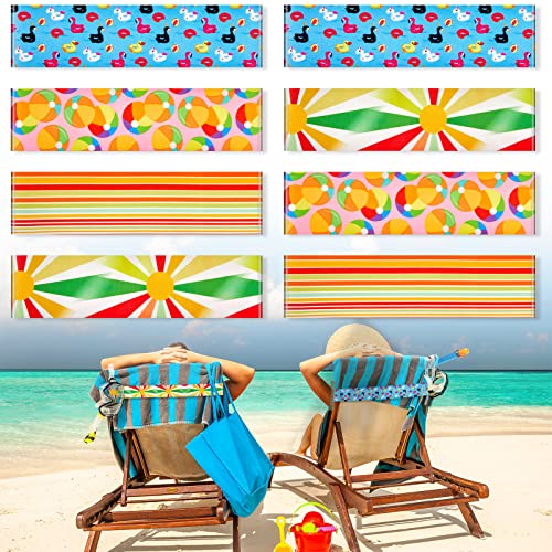 8er Pack Handtuchbänder für Strandstühle Kreuzfahrt Strandtücher Bänder Schwimmbad Strandkorb Strandtuchhalter Sommer Elastisch Winddicht Strand Zubehör (Regenbogen Stil, 30 x 5 cm) von Boao