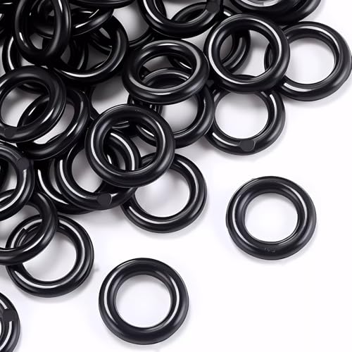 Boao 100 Stück Raffrollo-Vorhangringe, O-Ringe aus Kunststoff für Raffrollos (16 mm, schwarz) von Boao