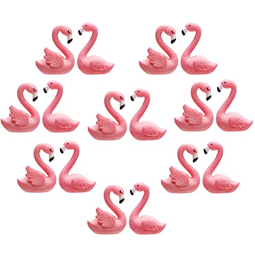 Boao 16 Stück Mini Flamingo Miniatur-Figuren Feengarten Miniatur Moos Landschaft DIY Ornament Zubehör (2 Stilen), Kuchen-Dekoration, Mikro-Landschaftsdekoration, Auto-Dekoration, Heimdekoration von Boao