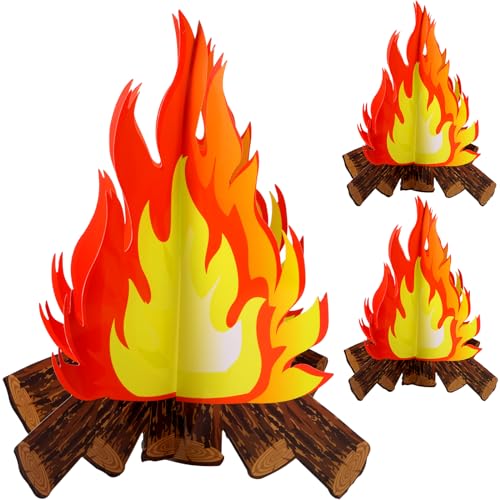 Boao 3D Fake Fire Lagerfeuer Mittelstück Dekorative Künstliche Feuer Fake Kamin Flamme Papier Karton Camping Party Dekorationen Flamme Fackel Lagerfeuer Requisite (Klassische Farbe) von Boao