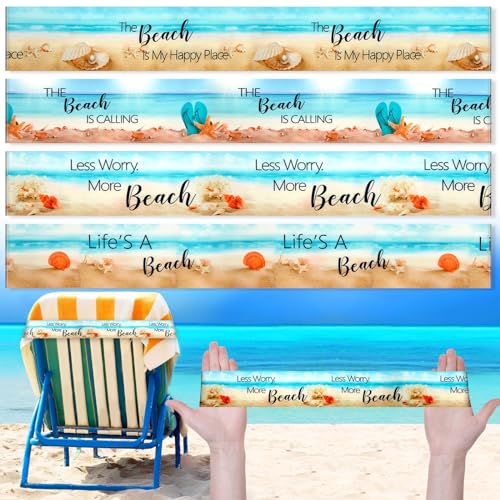 Boao 4 Stück große Handtuchbänder für Strandkörbe, 40 x 5 cm, Kreuzfahrt-Handtuch-Clips für Lounge, Strand, Pool, Stühle, Handtuchhalter, elastisch, winddicht, Strandzubehör für den Sommer (saisonal) von Boao