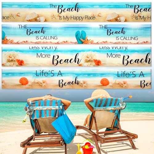 Boao 4 Stück Handtuchbänder für Strandkörbe, Kreuzfahrt-Handtuch-Clips für Lounge, Poolstühle, elastisch, winddicht, Gurthalter für Sommer, Lounge, Pool, hawaiianisches Zubehör (Strand) von Boao