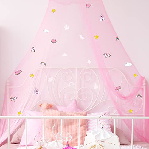 Sterne Betthimmel leuchtet im Dunkeln, Betthimmel für Mädchen, Einhorn, Zimmerdekoration für Mädchen, Schlafzimmer, rosa Bettüberdachung, Kinderbett, zum Aufhängen für Mädchen, Kinder und Babys von Boao