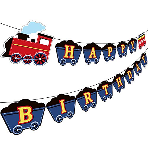Zug Geburtstag Party Banner Dekorationen Eisenbahn Dampfzug Happy Birthday Schild Transport Fahrzeug Party Girlande Supplies von Boao